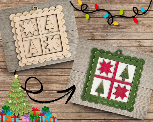 Quilt Christmas Block Ornament | #5123