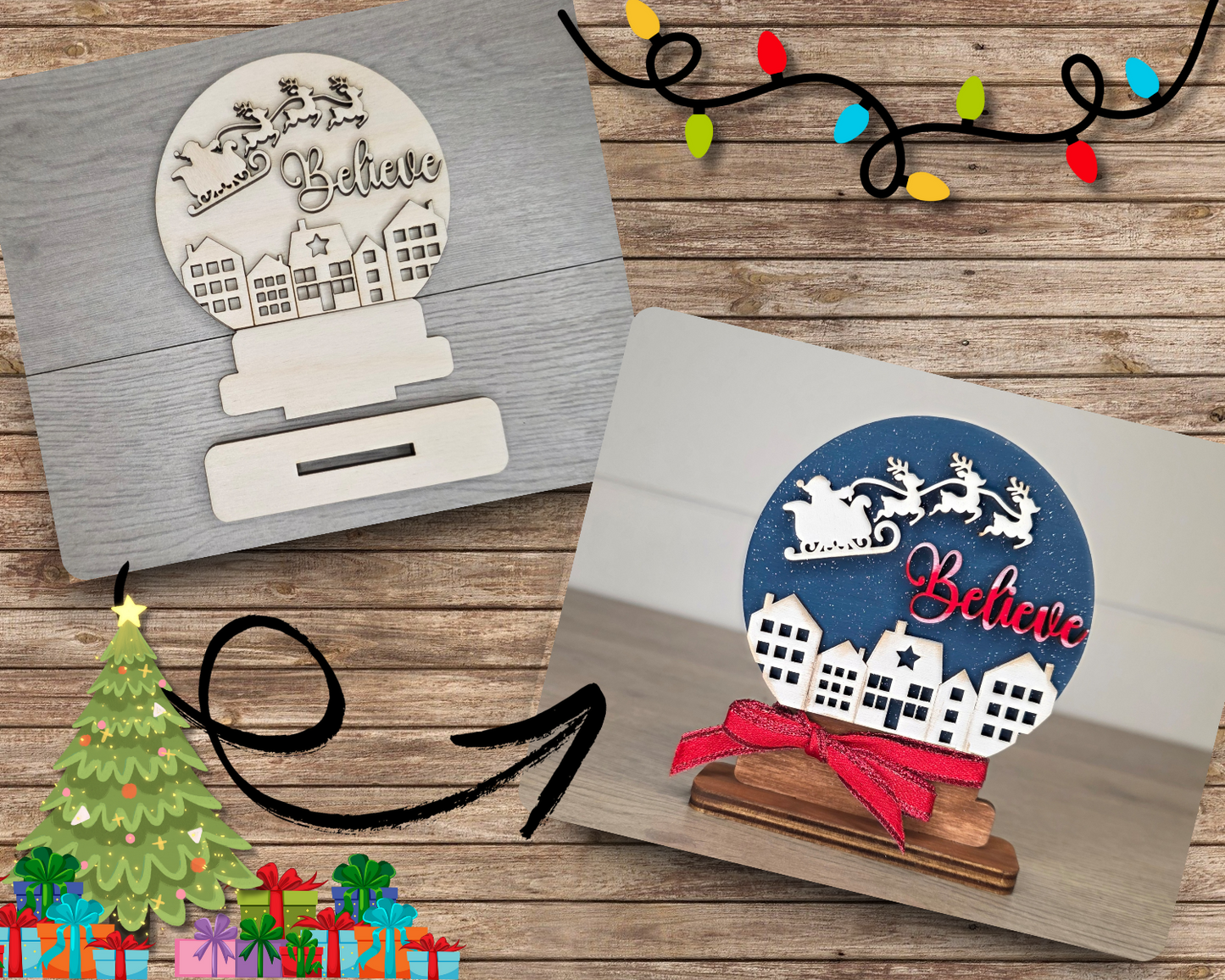 Believe Snow Globe Shelf Sitter Santa | #5161
