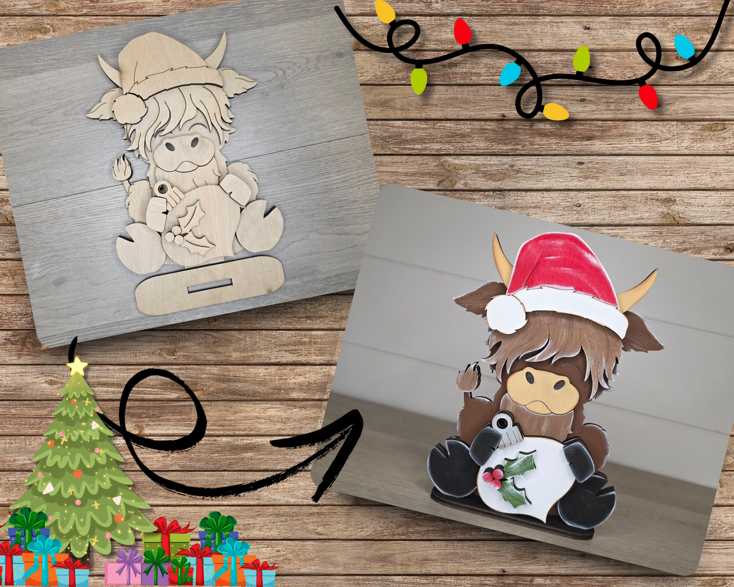Highland Cow Christmas Shelf Sitter | #5096