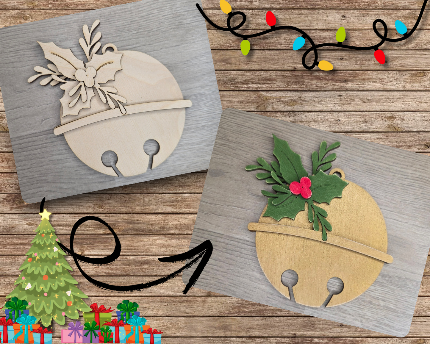 Holly Leaf Bell Ornament | #2992