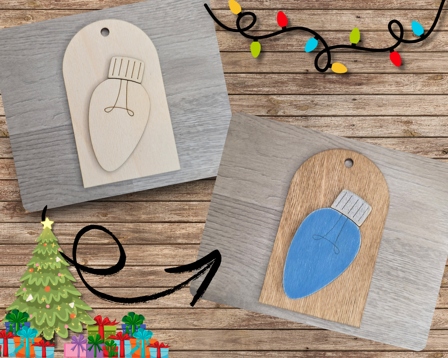 Christmas Light Tag Ornament | #2998