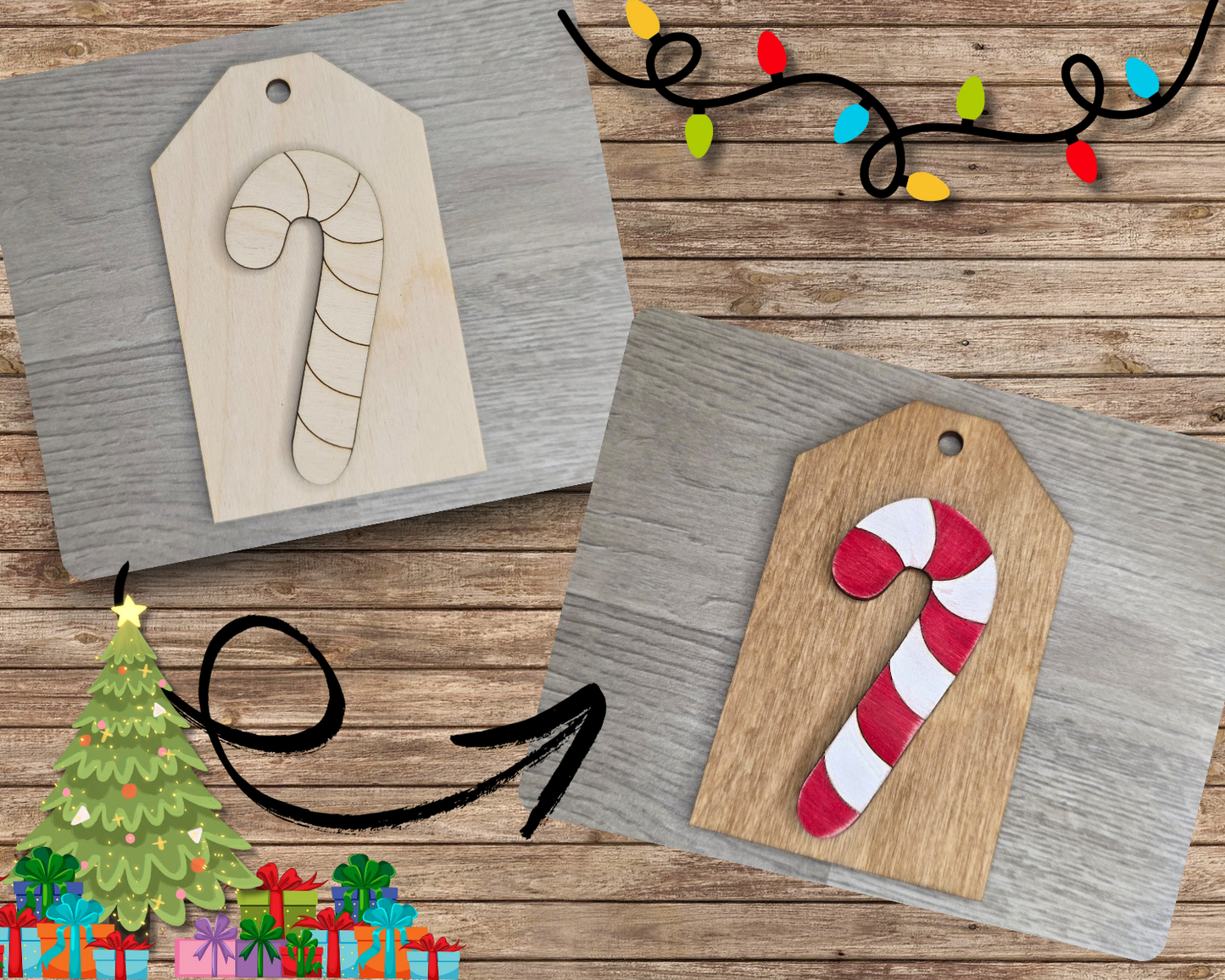 Candy Cane Tag Ornament | #2997
