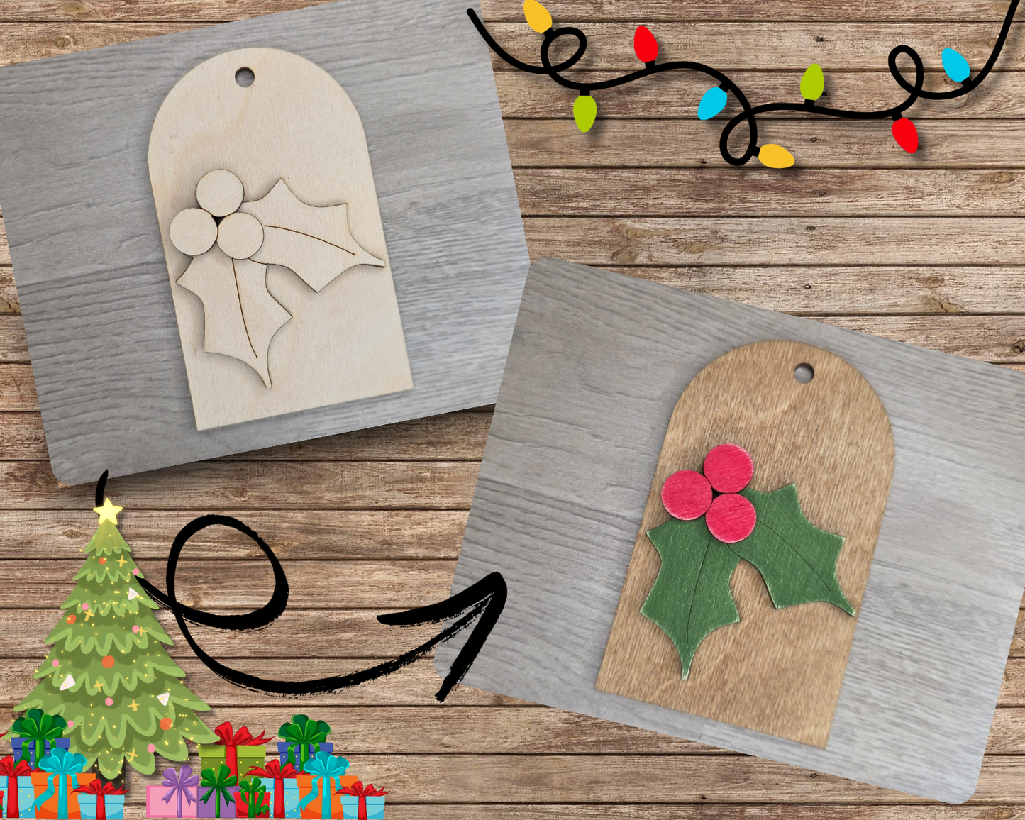 Holly Leaf Tag Ornament | #2996