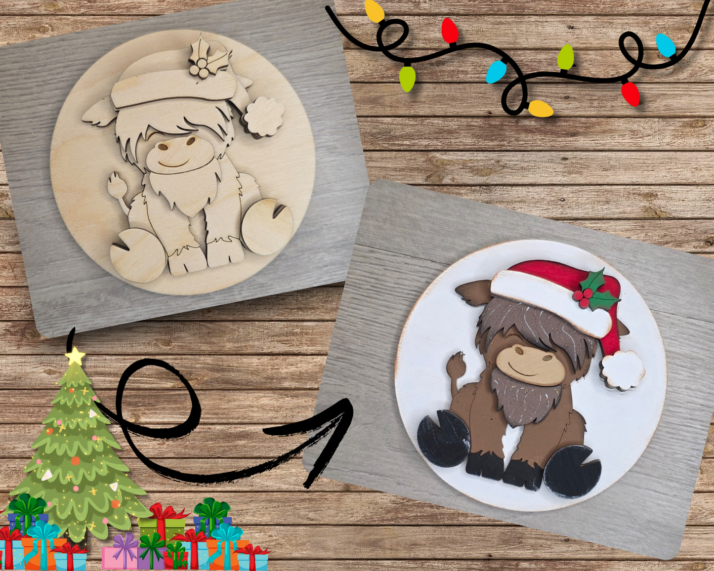 Santa Highland Cow | #3415
