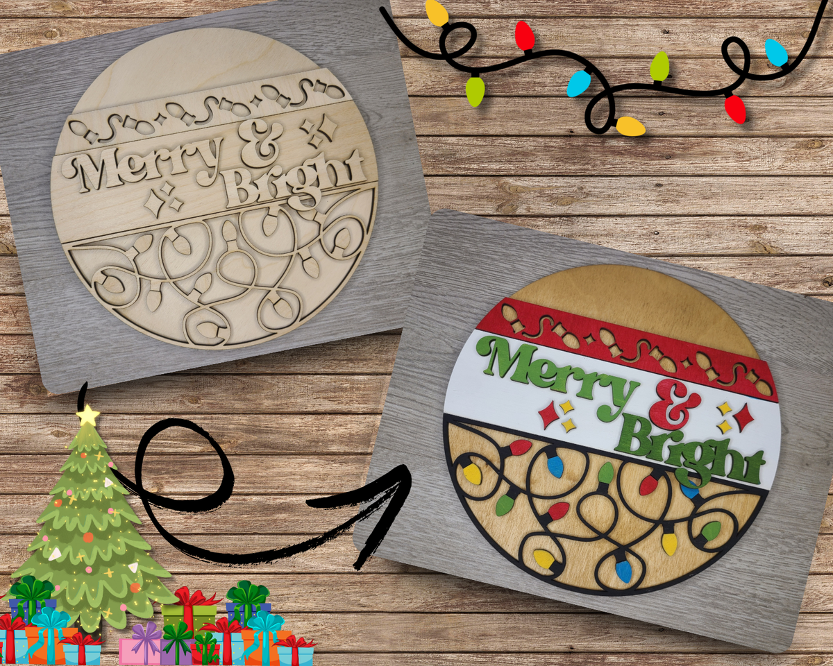 Merry & Bright Christmas Sign | #3723