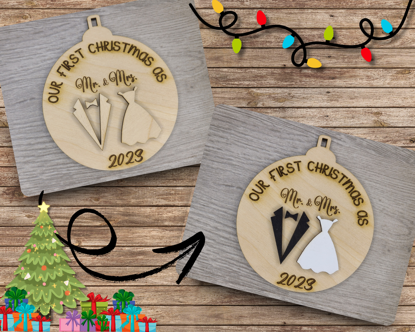 Our First Christmas Husband & Wife Wedding Ornament | #3596