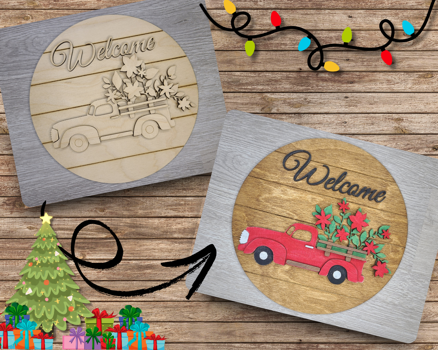 Christmas Poinsettia Truck | #3392