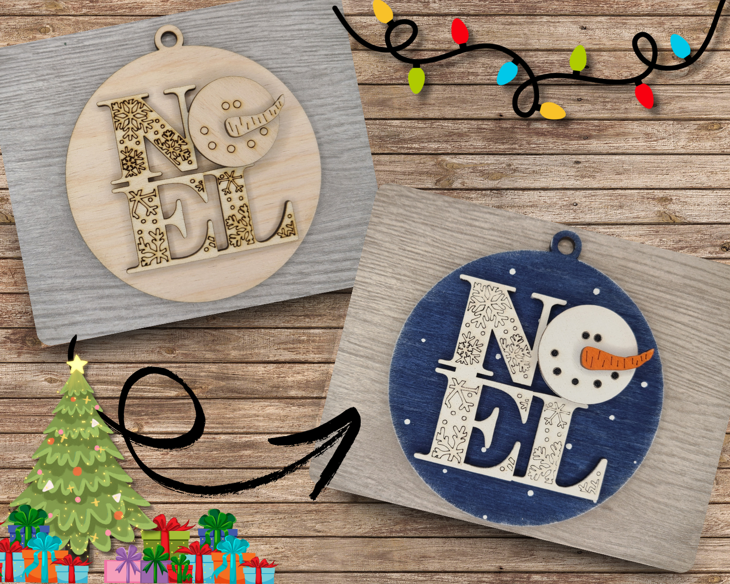 NOEL Snowman Ornament | #3762
