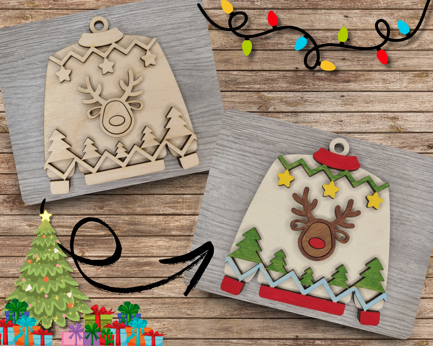 Reindeer Ugly Sweater Ornament | #3802