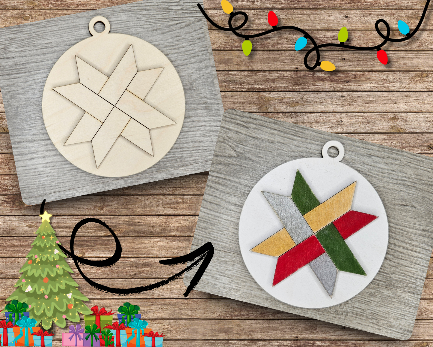 Woven Star Quilt Ornament | #4183