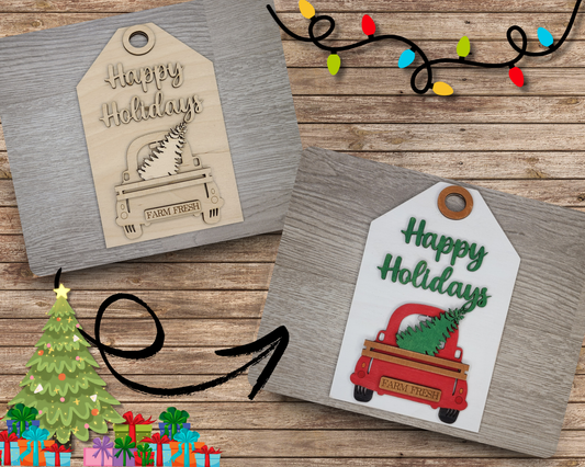 Happy Holiday Christmas Truck Tag | #5030