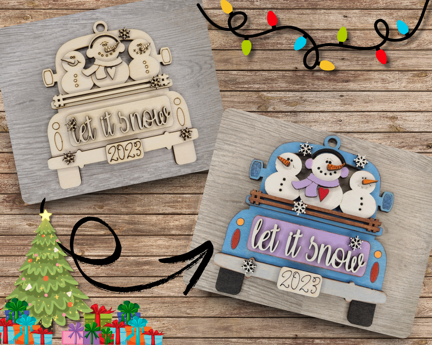 Snowman Truck Ornament | #3928