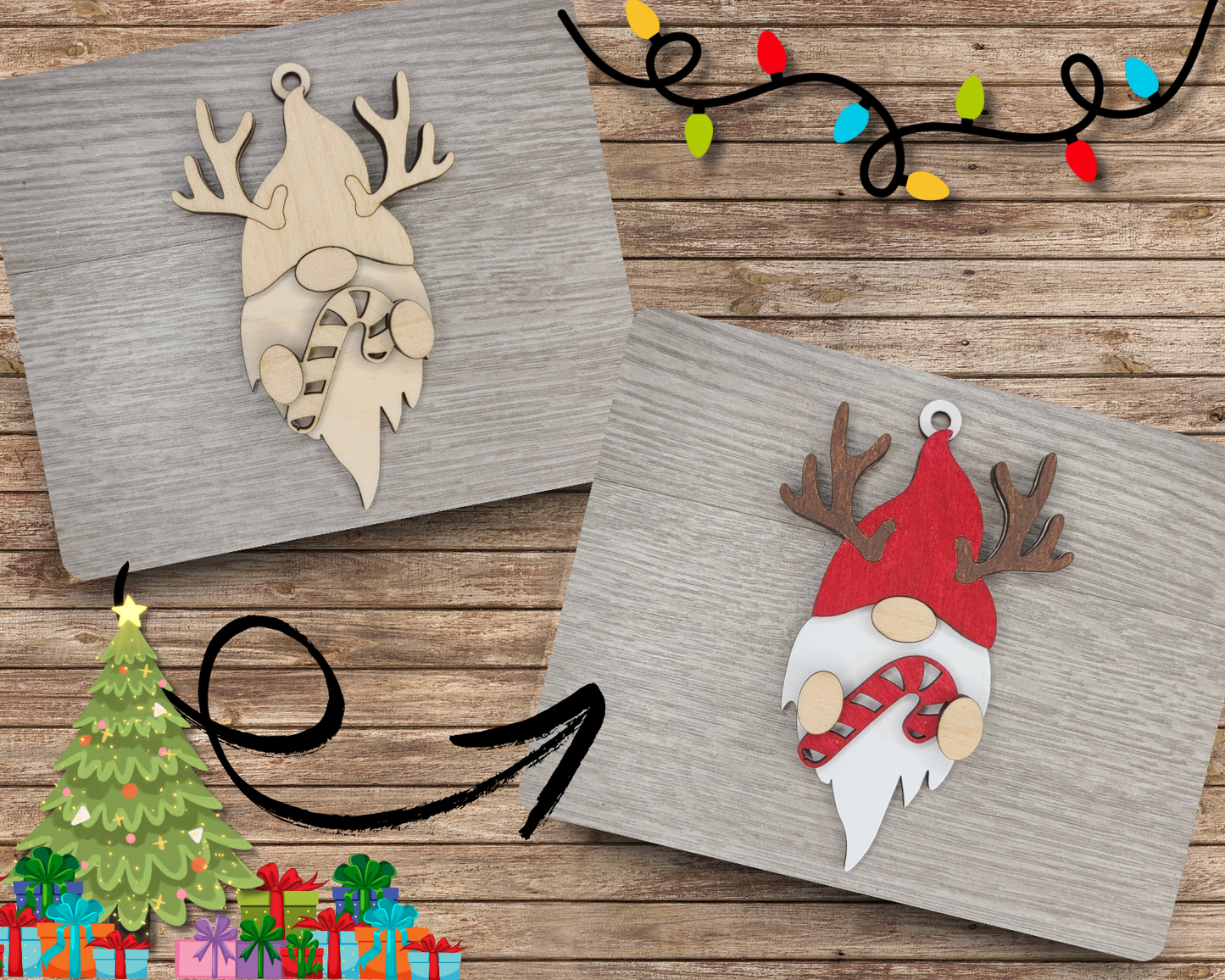Reindeer Gnome Christmas Ornament | #3336