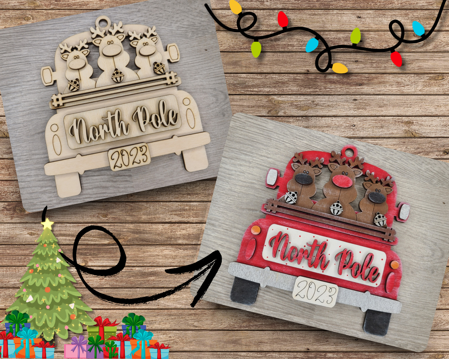 Reindeer Truck Ornament | #3902