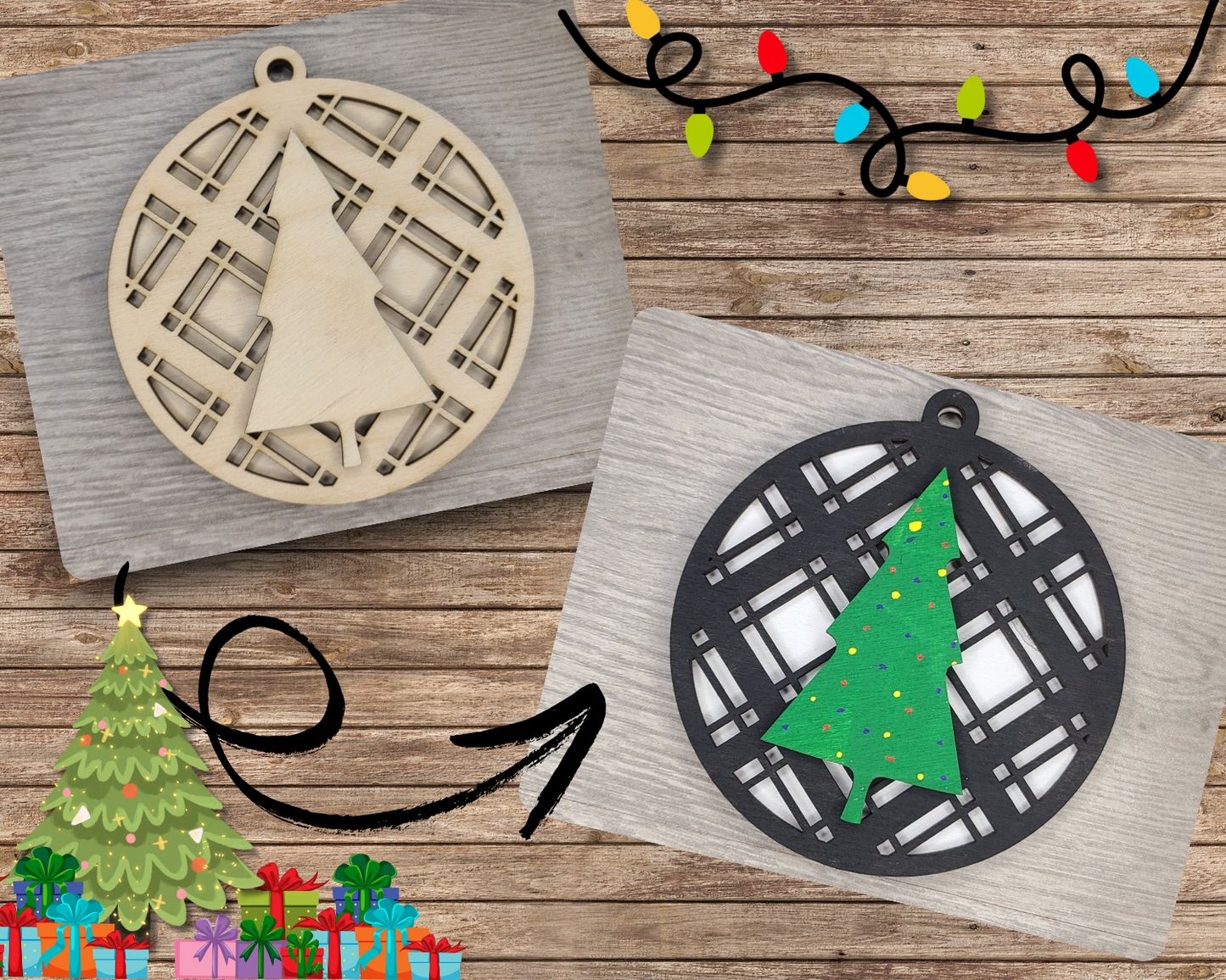 Christmas Tree Plaid Ornament | #2292