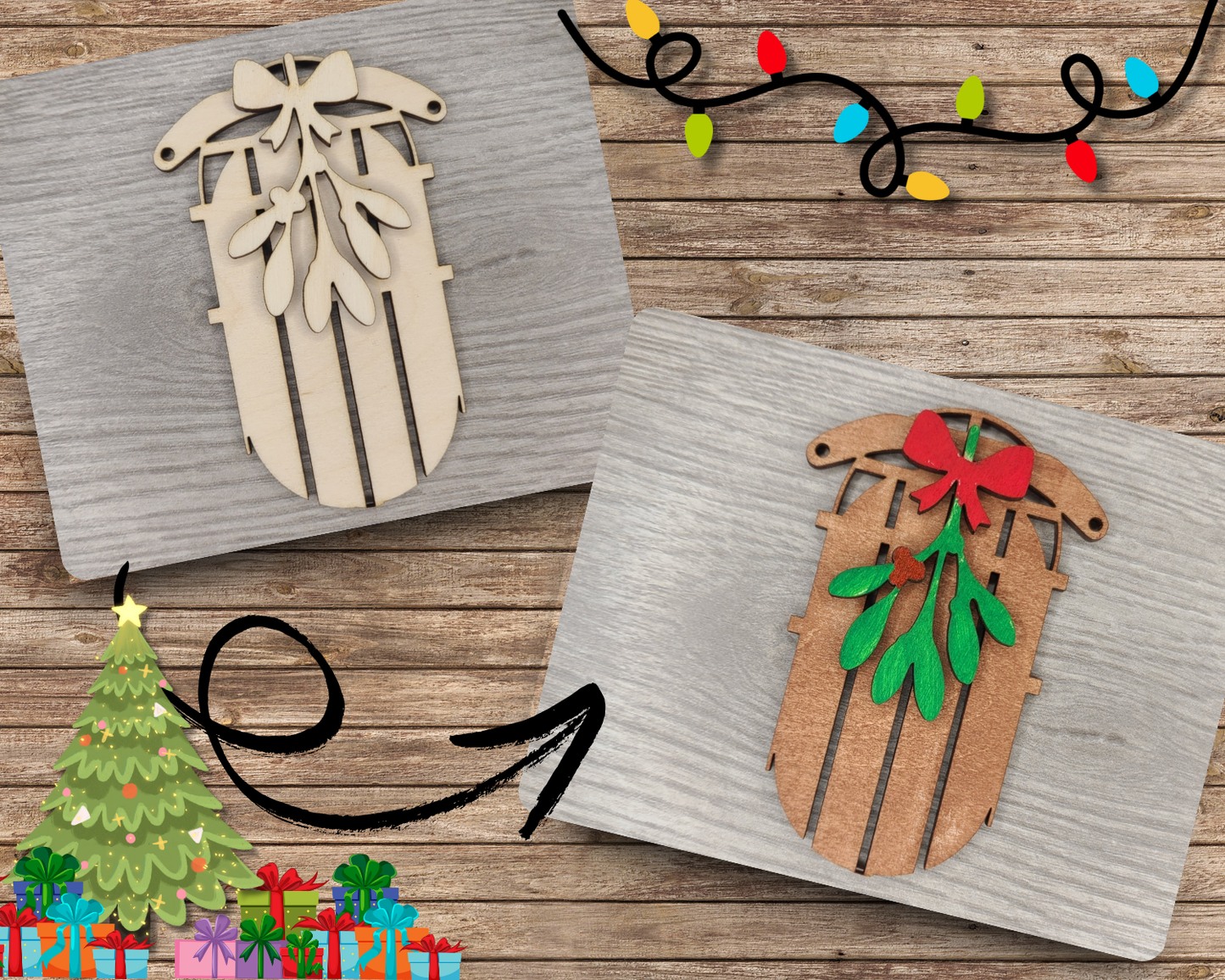 Christmas Sled Ornament | #3819
