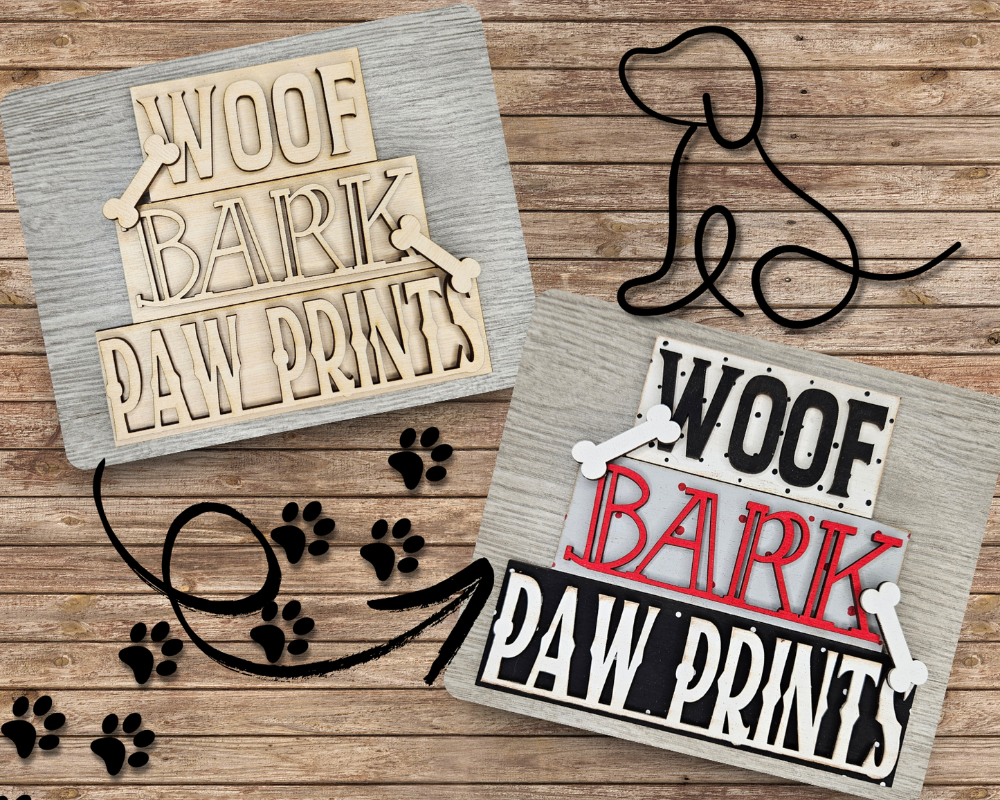 Woof Bark Paw Prints |  #4264