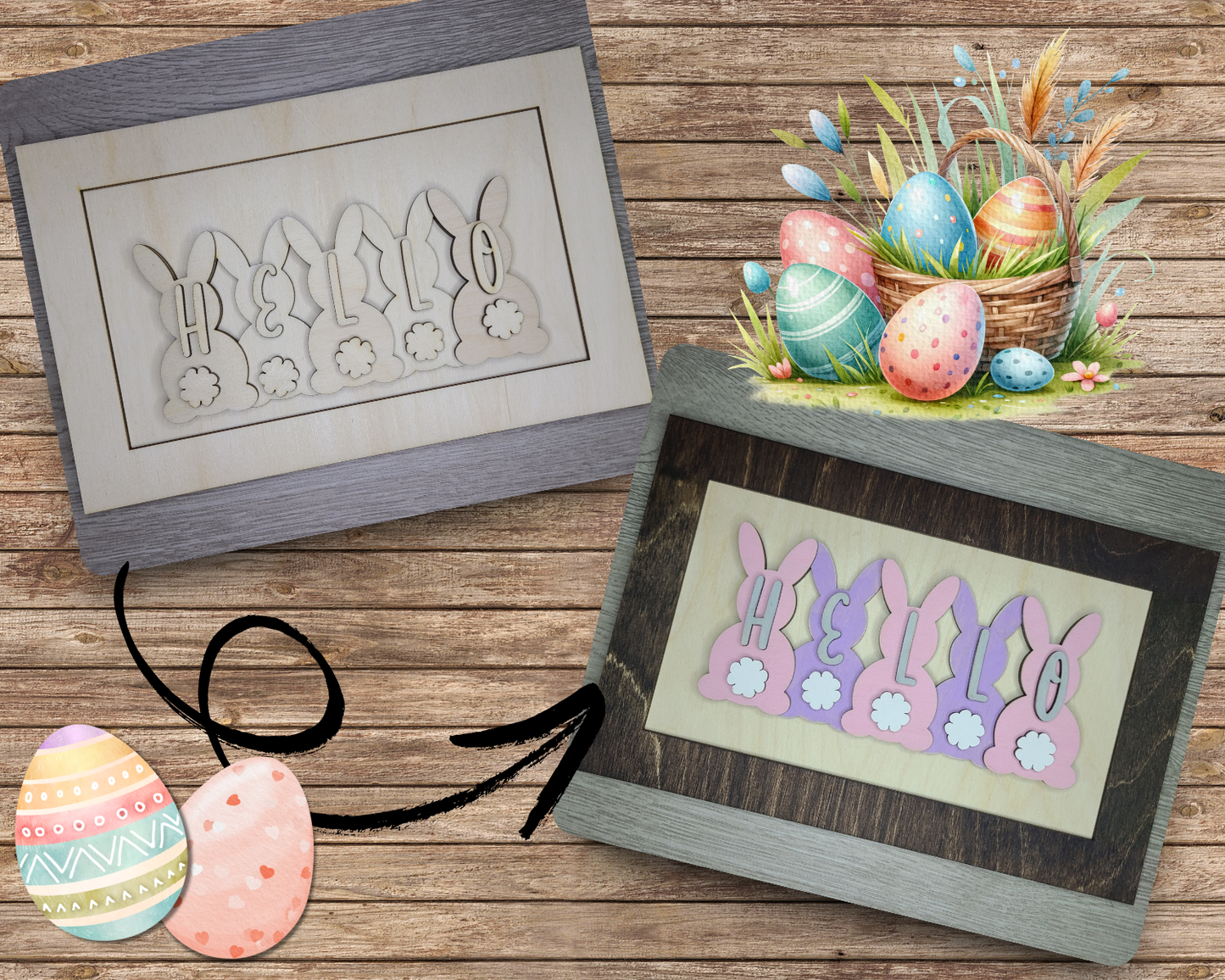 Hello Bunnies Easter Sign | #3083