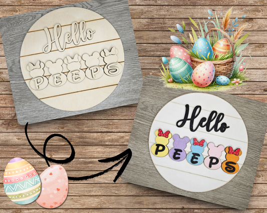 Hello Peeps Sign | #3997