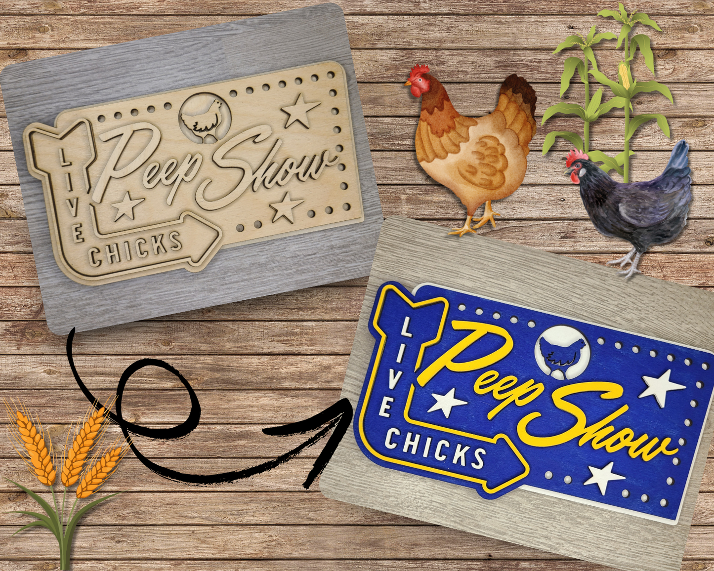 Peep Show Chicken Coop Sign | #3699