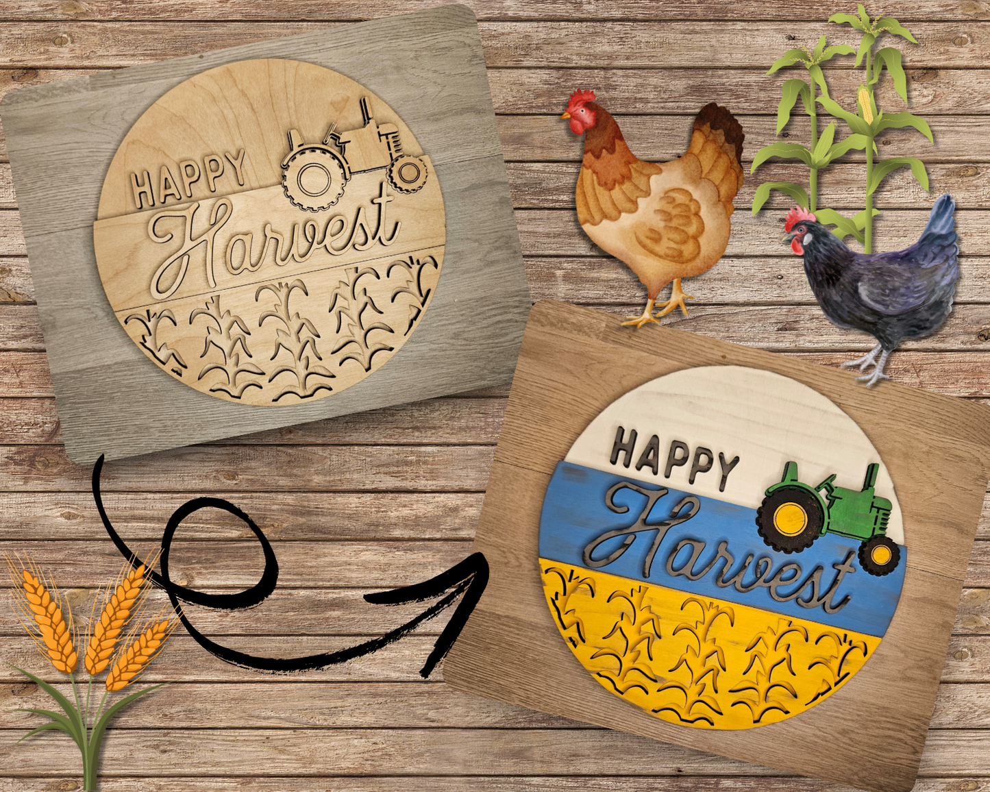 Happy Harvest Farmhouse Sign | #4560