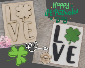 St. Patrick's Day Love Craft Kit #2507 Multiple Sizes Available - Unfinished Wood Cutout Shapes