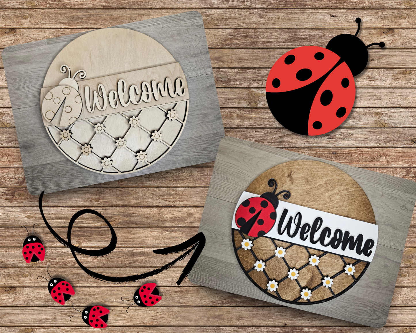 Lady Bug Welcome Sign | #3945