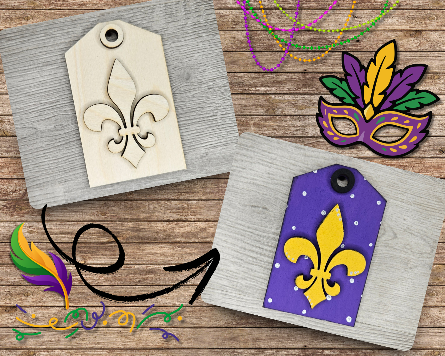 Mardi Gras Fleur De Lis Tag | #4591