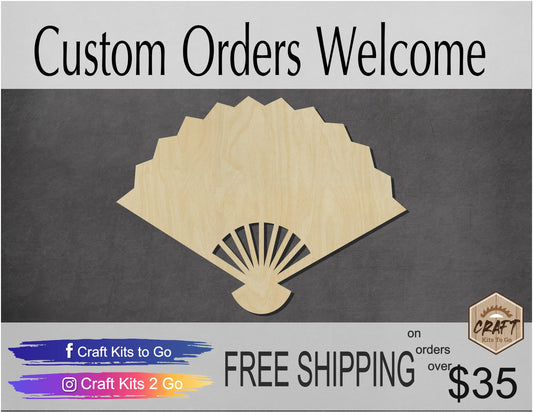 Fan Cutout Wood cutouts DIY Paint Kit Food cutouts #1454 - Multiple Sizes Available - Unfinished Cutout Shapes