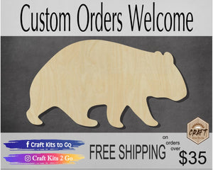 Wombat Cutout Zoo Animal cutouts wood cutouts DIY Paint kit #3828 - Multiple Sizes Available - Unfinished Cutout Shapes