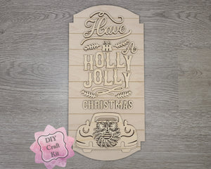 Holly Jolly Christmas Craft Kit DIY Paint kit #2480 - Multiple Sizes Available - Unfinished Wood Cutout Shapes