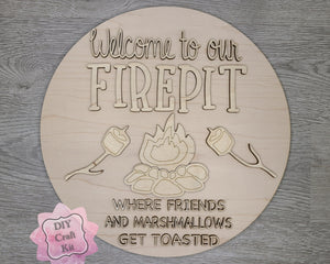 Welcome to our Firepit Camping Decor Porch DIY Paint kit #2295 - Multiple Sizes Available - Unfinished Wood Cutout Shapes