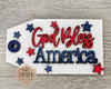 God Bless America Tag | DIY Craft Kit | Paint Party Kit | 4th of July Crafts | #3926 | Multiple Sizes Available - Unfinished Wood Cutout Shapes