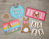 Easter Bunny Bunting | Banner | Springtime | DIY Craft Kit | #3995 - Multiple Sizes Available - Unfinished Wood Cutout Shapes
