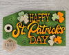 Happy St. Patrick's Day Tag | St. Patrick's Day Crafts | DIY St. Patrick's Day Craft Kits | Paint Party Kit | #3913 Multiple Sizes Available - Unfinished Wood Cutout Shapes