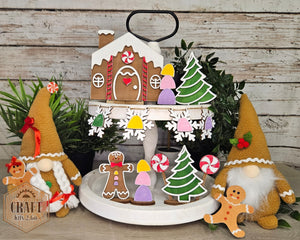 Gingerbread House Tier Tray | Christmas Tier Tray | Christmas Crafts | DIY Craft Kits | DIY Paint Party Supplies | #10006