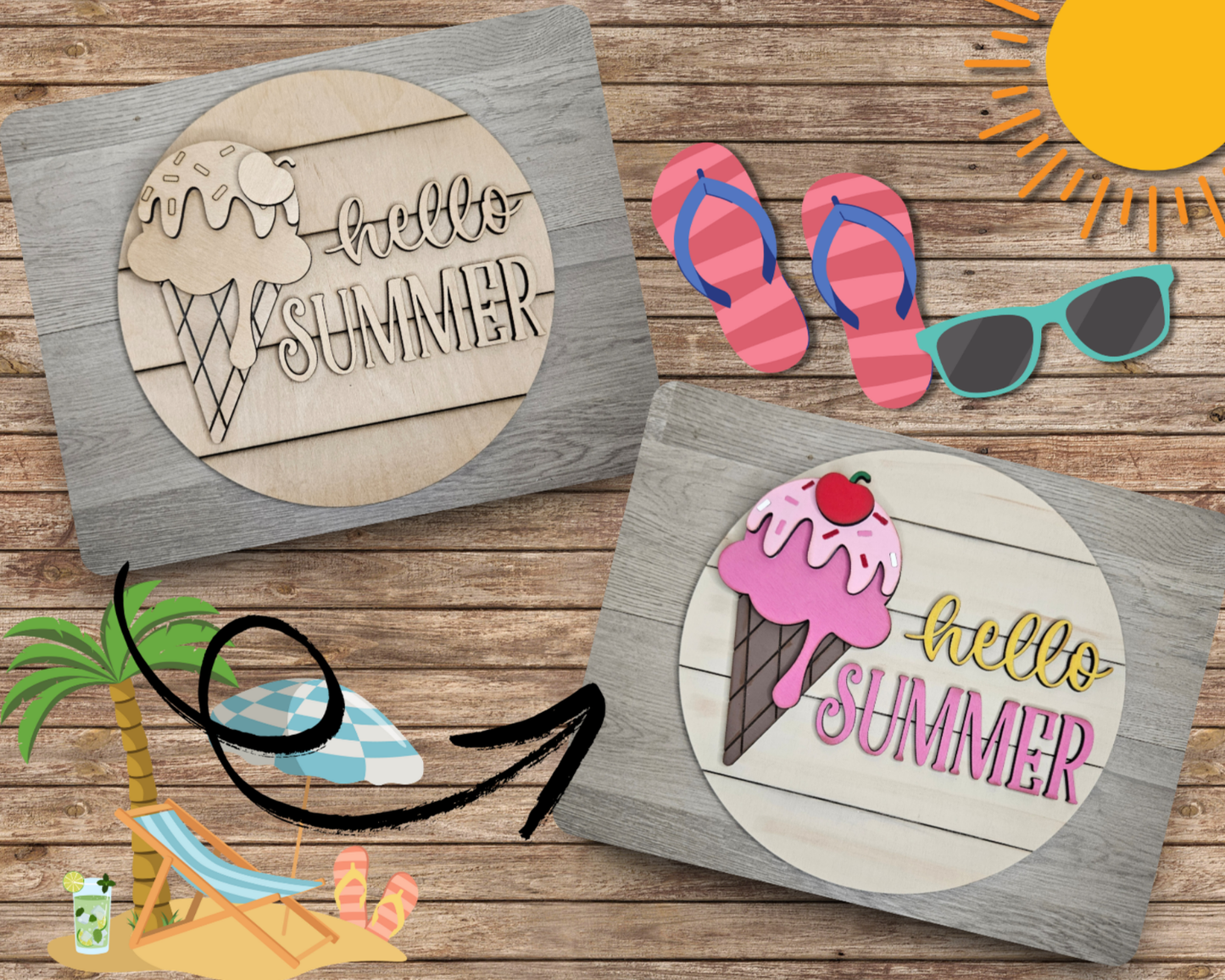 Hello Summer Ice Cream Sign | #4763