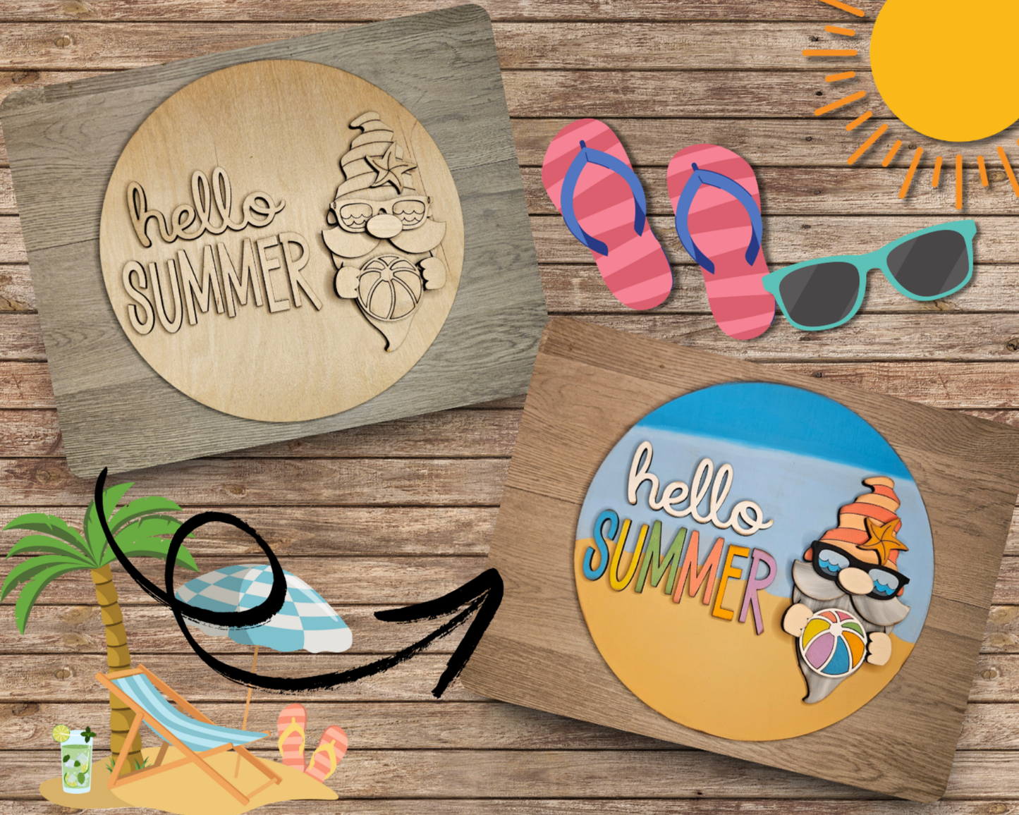 Hello Summer Beach Gnome  | #3749