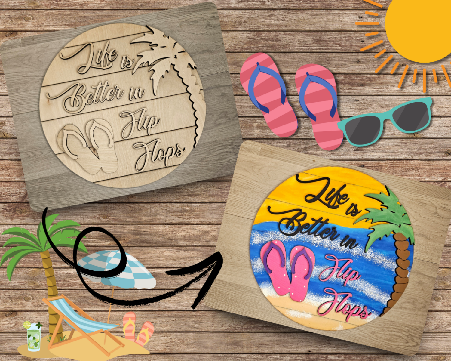 Life is Better in Flip Flops Beach Sign | #4051 – Craft Kits 2 Go