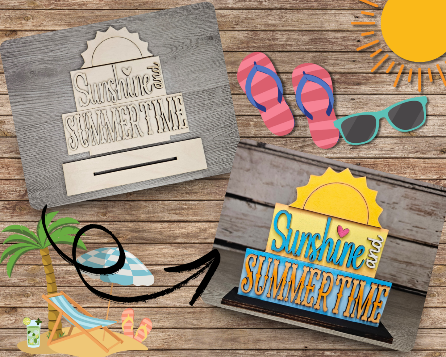 Summer Word Stacker Shelf Sitter | #4642