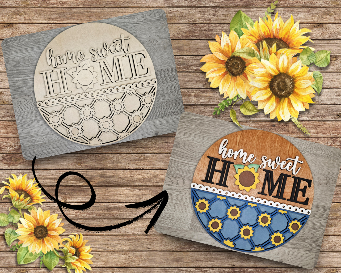 Home Sweet Home Sunflower Sign |  #4332