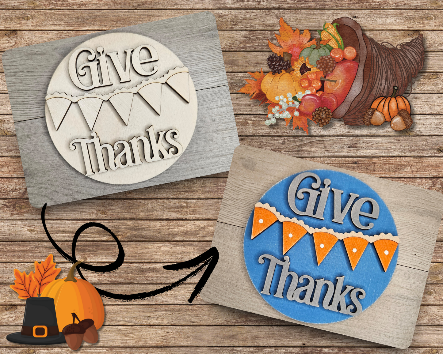 Give Thanks Pumpkin Pie Bunting | #4949