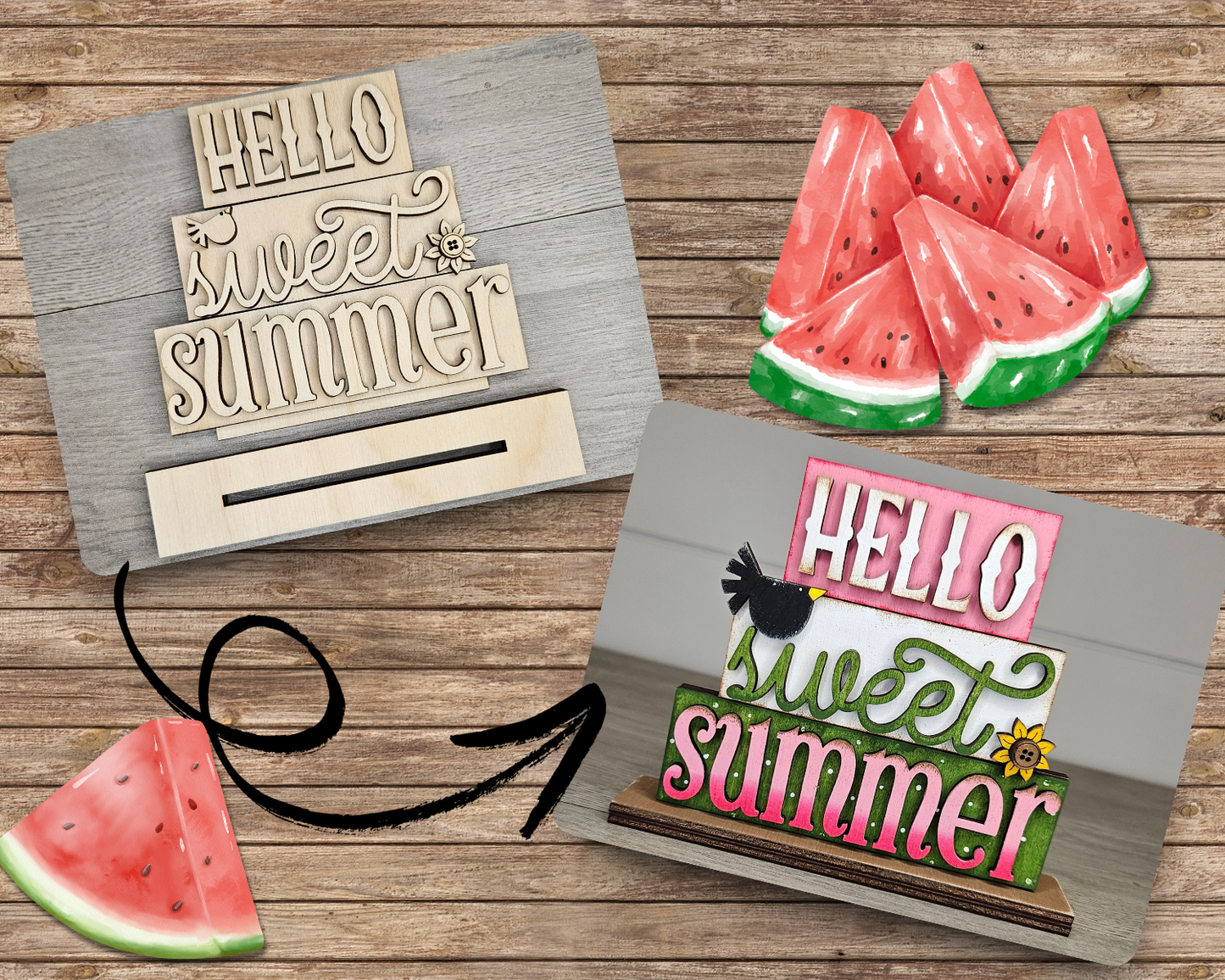 Watermelon Word Stacker Shelf Sitter | #4966