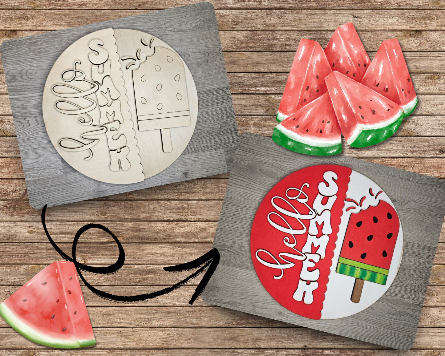 Hello Summer Watermelon Sign |  #4354