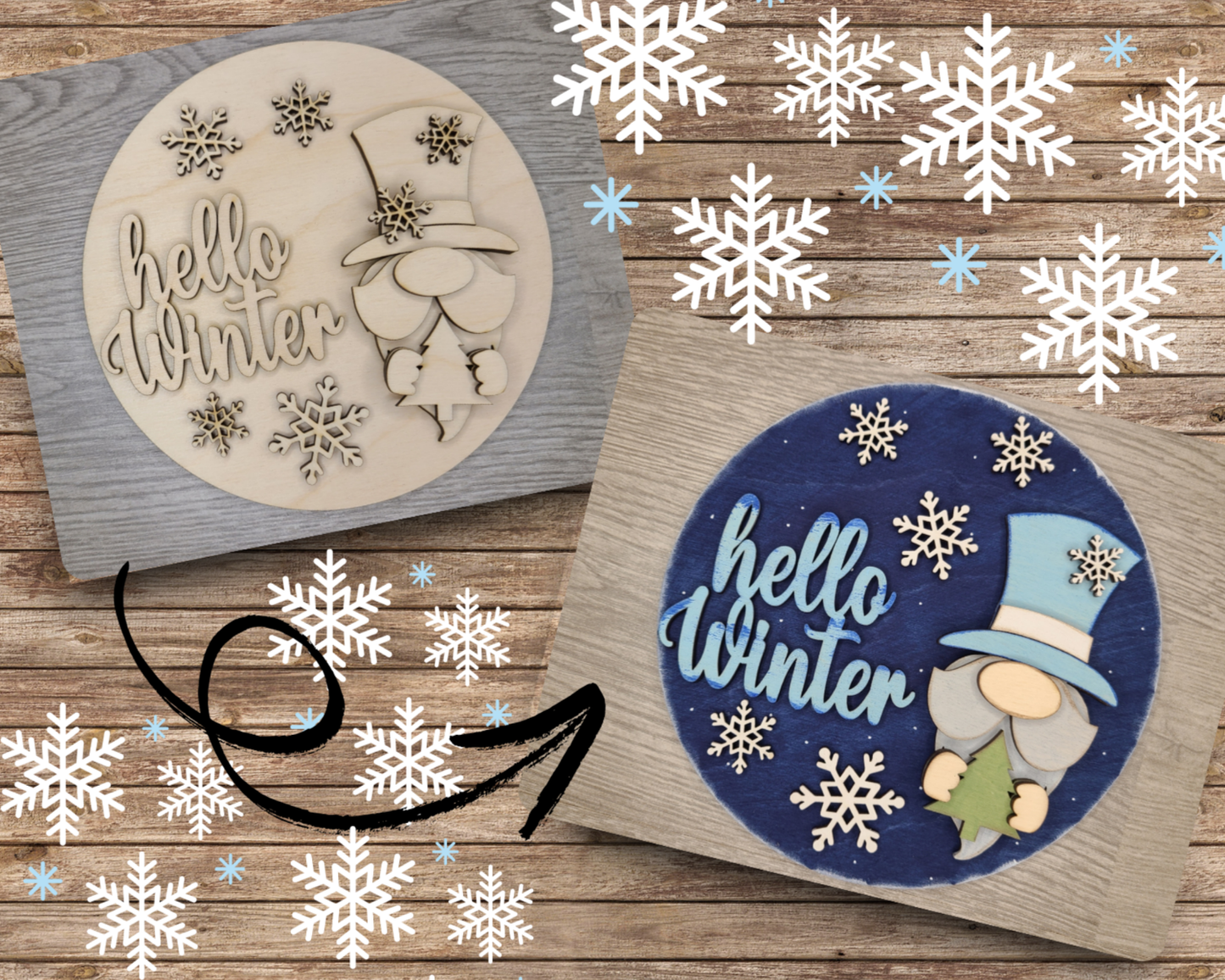 Hello Winter Gnome Sign | #3752