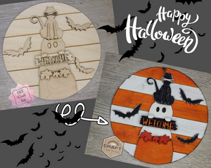Halloween Sign Halloween Décor DIY Paint kit #3376 - Multiple Sizes Available - Unfinished Wood Cutout Shapes