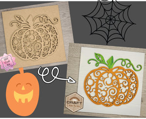 Fall Pumpkin | October 31st | Fall | Fall Crafts | Halloween Crafts | DIY Craft Kits | Paint Party Supplies | #3160 - Multiple Sizes Available - Unfinished Wood Cutout Shapes