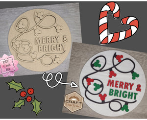 Mouse Merry & Bright Christmas Decor DIY Paint kit #3177 - Multiple Sizes Available - Unfinished Wood Cutout Shapes