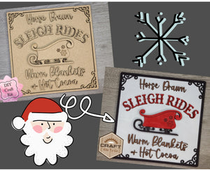 Horse Drawn Sleigh Rides Christmas Craft Kit DIY Paint kit #2955 - Multiple Sizes Available - Unfinished Wood Cutout Shapes