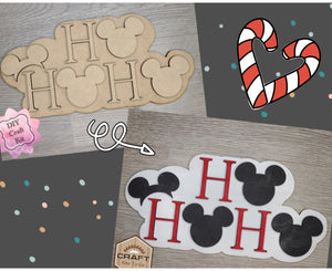 Mouse HOHOHO Christmas Craft Kit Paint Party Kit #3193 - Multiple Sizes Available - Unfinished Wood Cutout Shapes